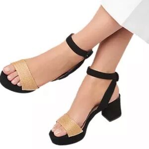 Elegant Black and Gold Women's Sandals